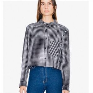 American Apparel Cropped Flannel Shirt Black M